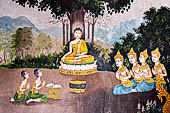 Chiang Mai - Wat Phra That Doi Suthep. The walls of the gallery are covered with Buddha statues and mural paintings of Jataka and tales of the previous lives of the Buddha. 